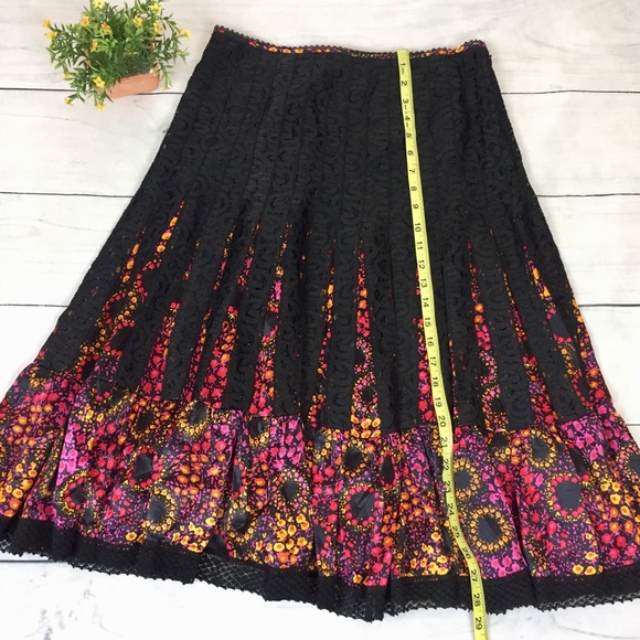Free People Black Lace & Silk Floral Skirt - Picture 7 of 8